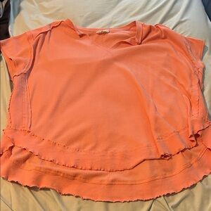 Vibrant Coral Short Sleeve Blouse